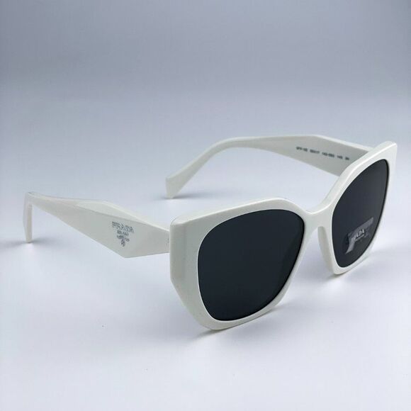 NEW Prada PR19ZS 1425S0 Talc White Dark Grey Rectangle Women Sunglasses - Picture 9 of 12